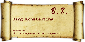 Birg Konstantina névjegykártya